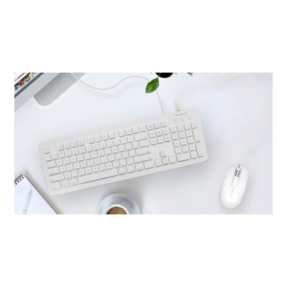 Macally 104 Key Full Size USB Keyboard with Two USB 2.0 Ports for Mac and PC