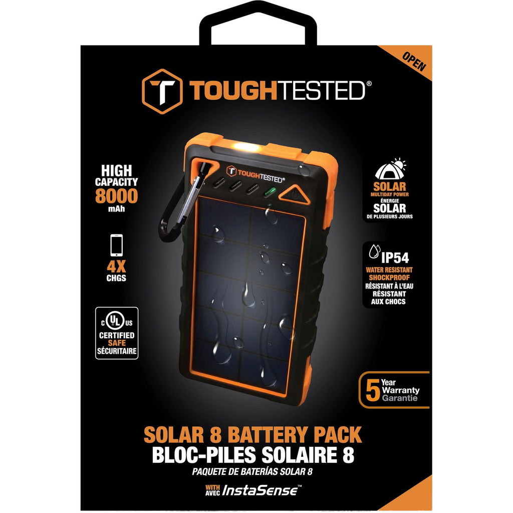 Tough Tested 8,000mAh Solar Power Bank With Flashlight